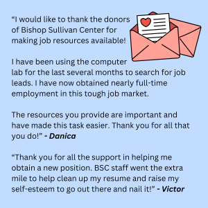 Employment Services Clients thank Bishop Sullivan Center